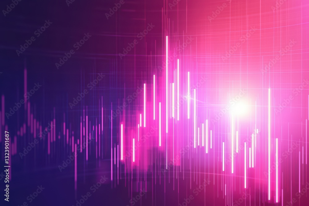 Poster dynamic stock market expansion concept with colorful chart representation and data visuals