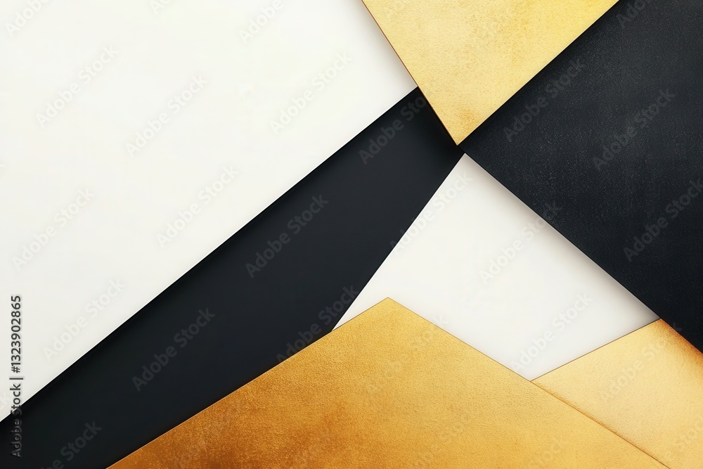 Poster minimalist geometric design with black, white, and gold shapes creating a modern aesthetic for graph