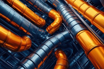 Intricate Concept of Power Plant Engineering with Interconnected Pipes and Ducts