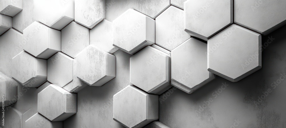 Aufkleber abstract white geometric hexagon background with honeycomb and 3d effect for modern design in futuri