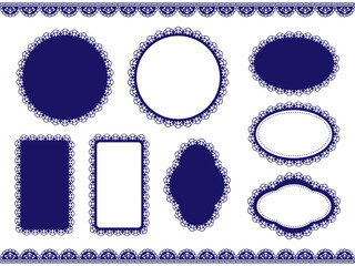 いろんな形のレースフレーム　紺