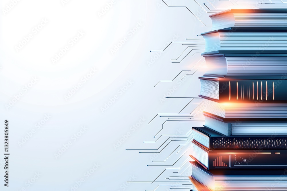 Poster smart study concept with ai driven assistant organizing books and digital elements