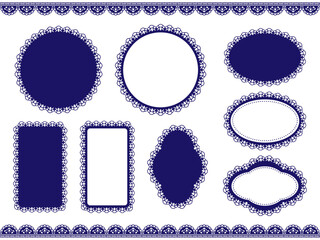 いろんな形のレースフレーム　紺