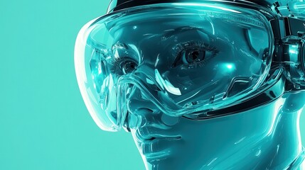 A futuristic teal background, adorned with the sleek lines of a virtual reality headset, hinting at the immersive world that awaited within.