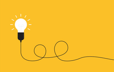 Bulb light on yellow background. Concept of big ideas inspiration innovation