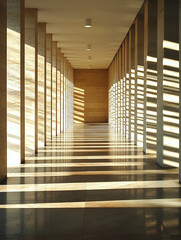 Light and Shadow Play in Modern Architecture Hallway