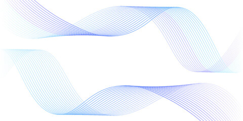 Abstract flowing wave lines on white background. Dynamic sound wave. Modern purple blue gradient wavy lines. Design element.