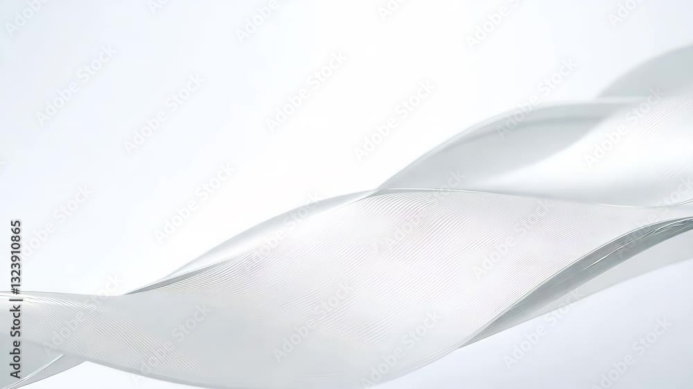 Poster a smooth, flowing ribbon-like design in soft white tones, creating a sense of elegance and motion ag
