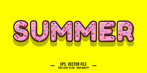 Donut typography font effect  illustration with background yellow