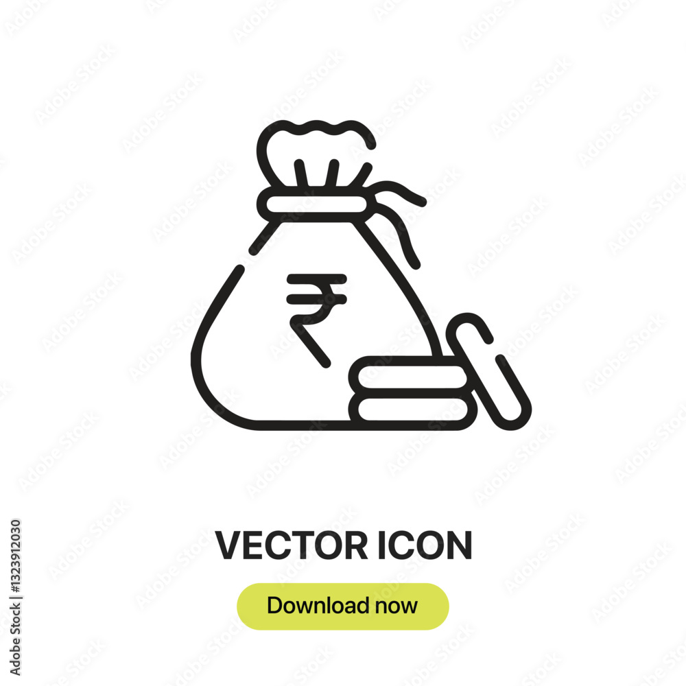 Poster rupee icon vector. linear-style sign for mobile concept and web design. rupee symbol illustration. p
