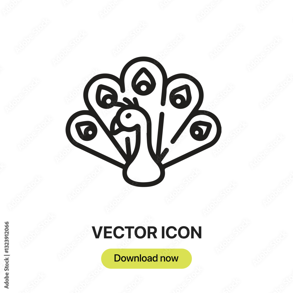 Poster peacock icon vector. linear-style sign for mobile concept and web design. peacock symbol illustratio
