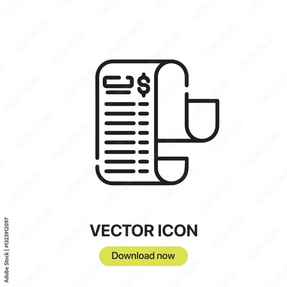 Poster bill icon vector. linear-style sign for mobile concept and web design. bill symbol illustration. pix