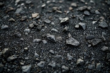 Photo of asphalt grey surface with stones. Background texture for backdrops or mapping