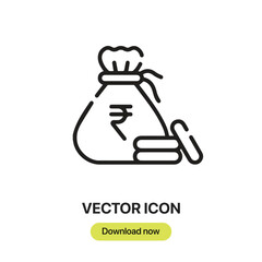 Rupee icon vector. Linear-style sign for mobile concept and web design. Rupee symbol illustration. Pixel vector graphics - Vector.	
