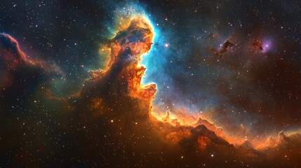 Obraz premium Cosmic Nebula, vibrant colors, starfield, celestial.