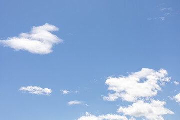 Bright blue sky with fluffy white clouds