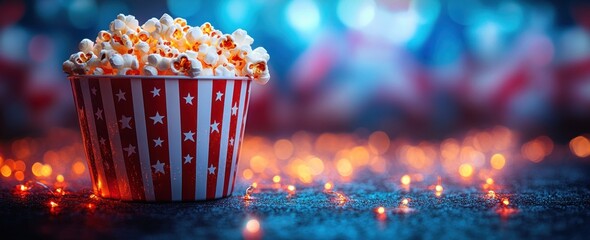 Popcorn Bucket with American Flags for Independence Day Celebration