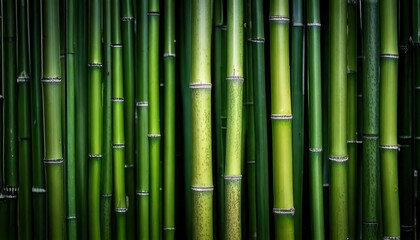 Fototapeta premium Vibrant Bamboo Stalks in Vertical Arrangement – Serene and Natural Appeal