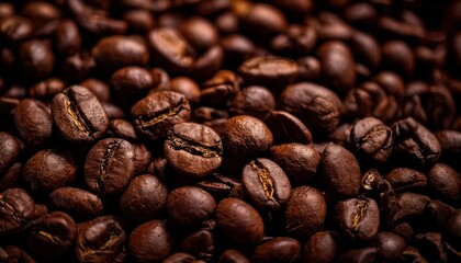 Naklejka premium Freshly Roasted Coffee Beans in Detail – Perfect for Coffee Lovers