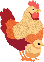 A charming illustration of Easter chicks and a hen, symbolizing spring, renewal, and family. The fluffy chicks play around their mother, creating a warm, festive, and joyful atmosphere perfect for Eas