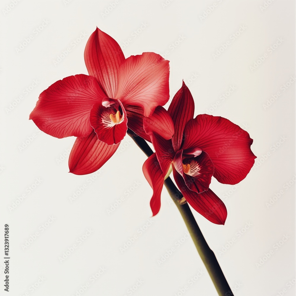 Poster striking red orchids bloom with elegance their petals displaying delicate veins and a vibrant hue se