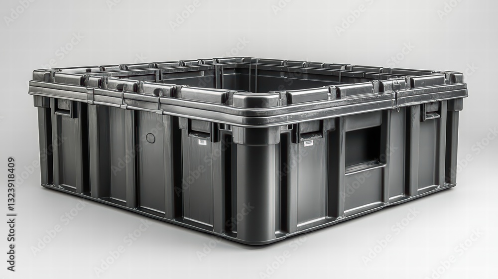 Poster sturdy storage box: a detailed shot of a robust, industrial-grade storage box. the box is constructe