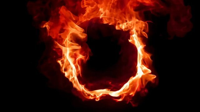 A flaming hoop of fire, bringing a bold and striking visual appeal.