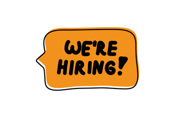 We're Hiring. Badge, icon, logo vector design illustration on white background