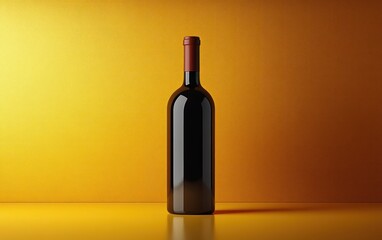 Minimalist Vector Illustration of Wine Bottle Modern Design Branding Mockup