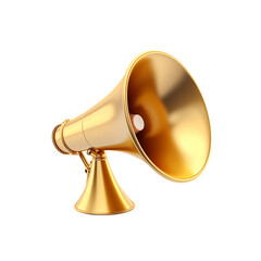 golden horn isolated on white PNG Megaphone gold horn white background.
