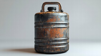 Fototapeta premium Rust and Resilience: A close-up shot of a weathered container, its metal surface marked by the passage of time, its dark rust an undeniable testament to enduring strength