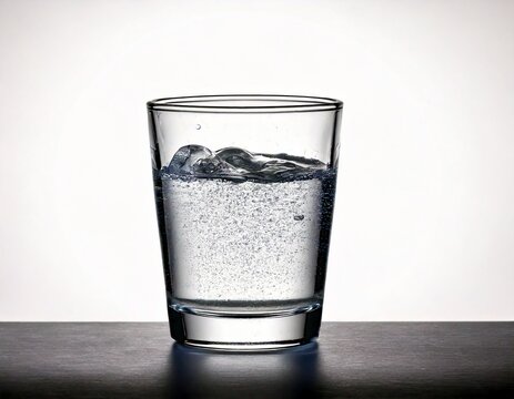 One Glass Filled with Clear Water, White Background