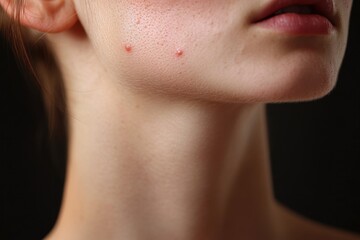 Obraz premium Red spot on neck reveals irritation from sunlight exposure during summer outings