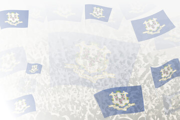Celebratory Crowd with Connecticut Flags Background