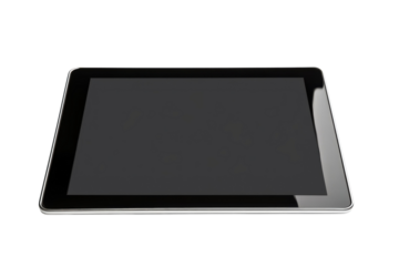 A sleek tablet rests on a clean surface, showcasing modern technology in a minimalist setting isolated on transparent background