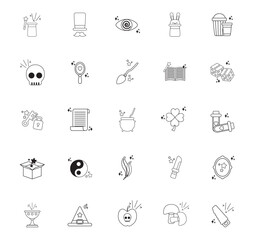 Set of magic vector icons with white background