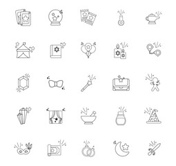 Set of magic vector icons with white background