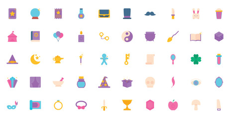 Set of magic vector icons with white background