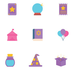 Set of magic vector icons with white background