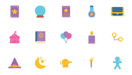Set of magic vector icons with white background