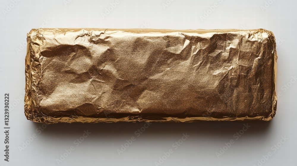 Poster golden bar of fortune: a pristine shot of a gleaming gold bar wrapped in textured paper, suggesting 