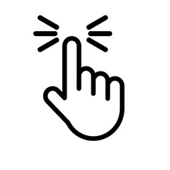 Finger click icon. Website finger button. Graphics isolated on transparent background. Vector illustration.