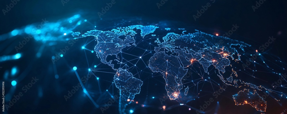 Aufkleber planet earth rotating showing global network connections and data exchange