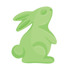 simple icon of a green jelly bunny standing on its hind legs, for various Easter decorations and designs
