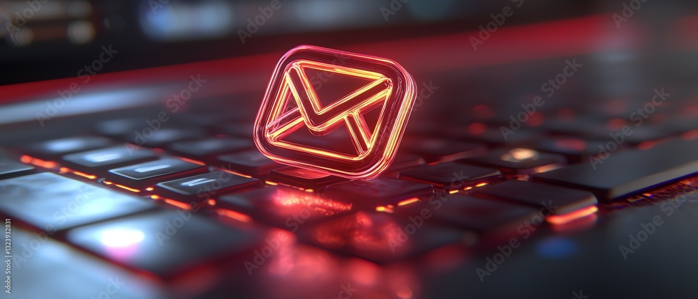 Aufkleber email icon on laptop screen with 3d cursor, showcasing digital communication, professional technolog