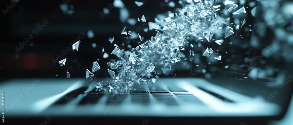 Aufkleber email icon on laptop screen with 3d cursor, showcasing digital communication, professional technolog