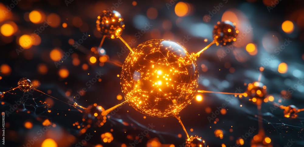 Poster A visually striking representation of quantum computing features qubits in superposition and entanglement, showcasing their intricate connections and vibrant energy at a molecular level.