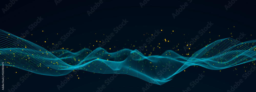 Poster Digital technology background. Network connection dots and lines. Futuristic background for presentation design. 3d rendering.	