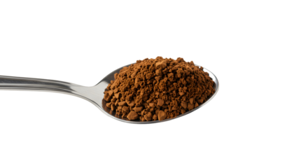 Spoon of Instant Coffee Granules on Transparent Background