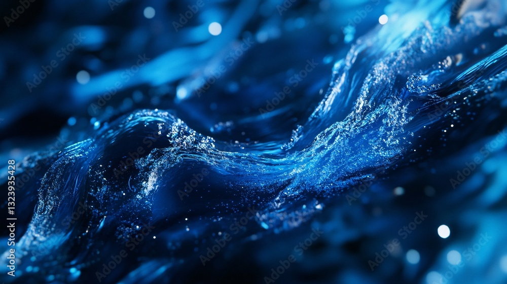 Aufkleber Sparkling blue water surface creating dynamic ripples and waves
